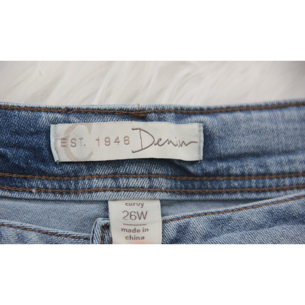 Cato Est 1946 Denim Womens 26W Flare Leg Jeans Brown Patchwork Inset Boho Gypsy - Picture 7 of 12
